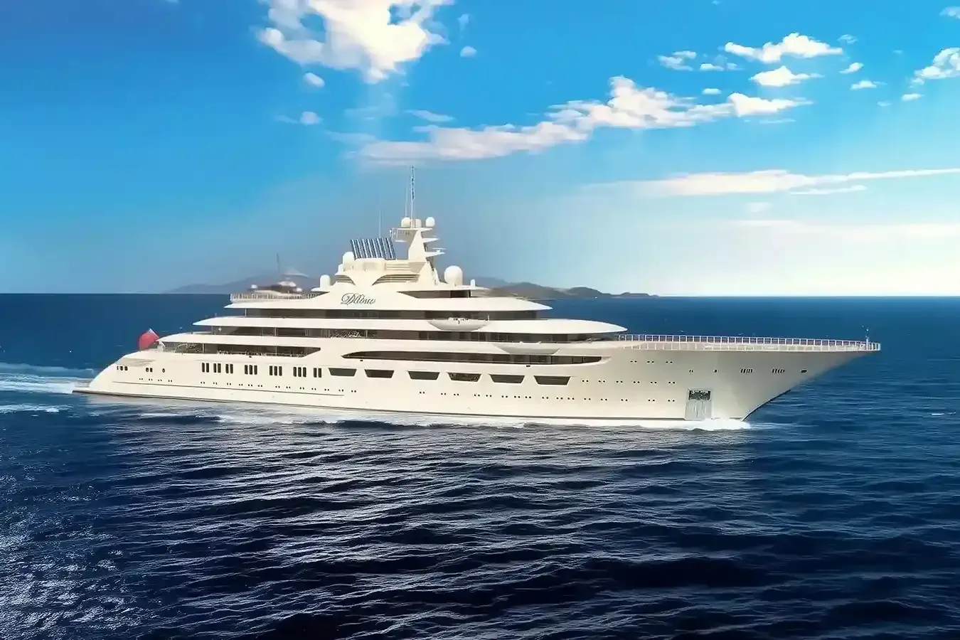 Dilbar yacht, a 511 ft Lürssen luxury superyacht underway, 156 meters, built in 2016.