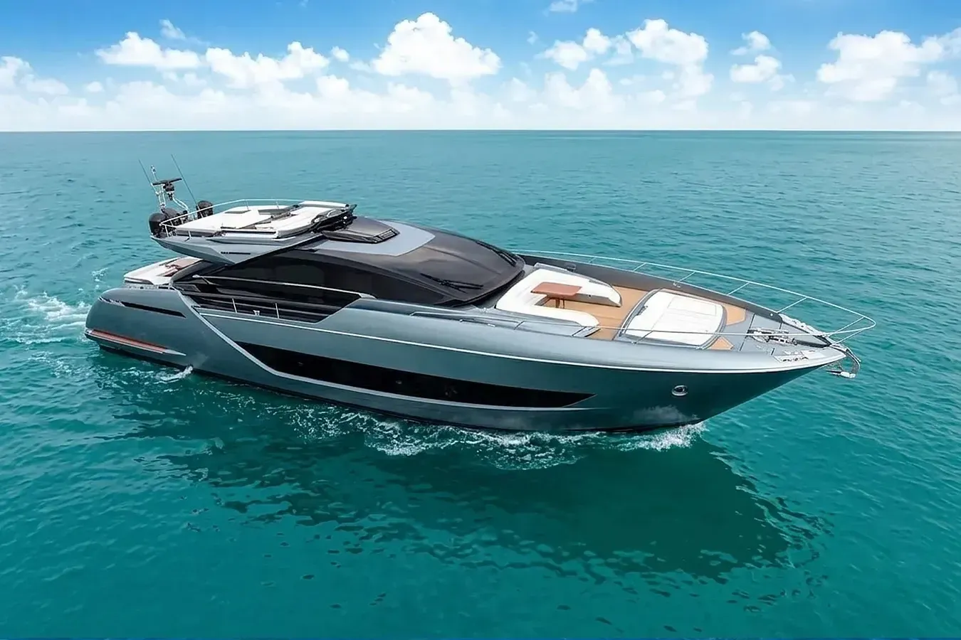 Dirty Laundry yacht, a 88 ft Riva luxury superyacht underway, 26.92 meters, built in 2022.