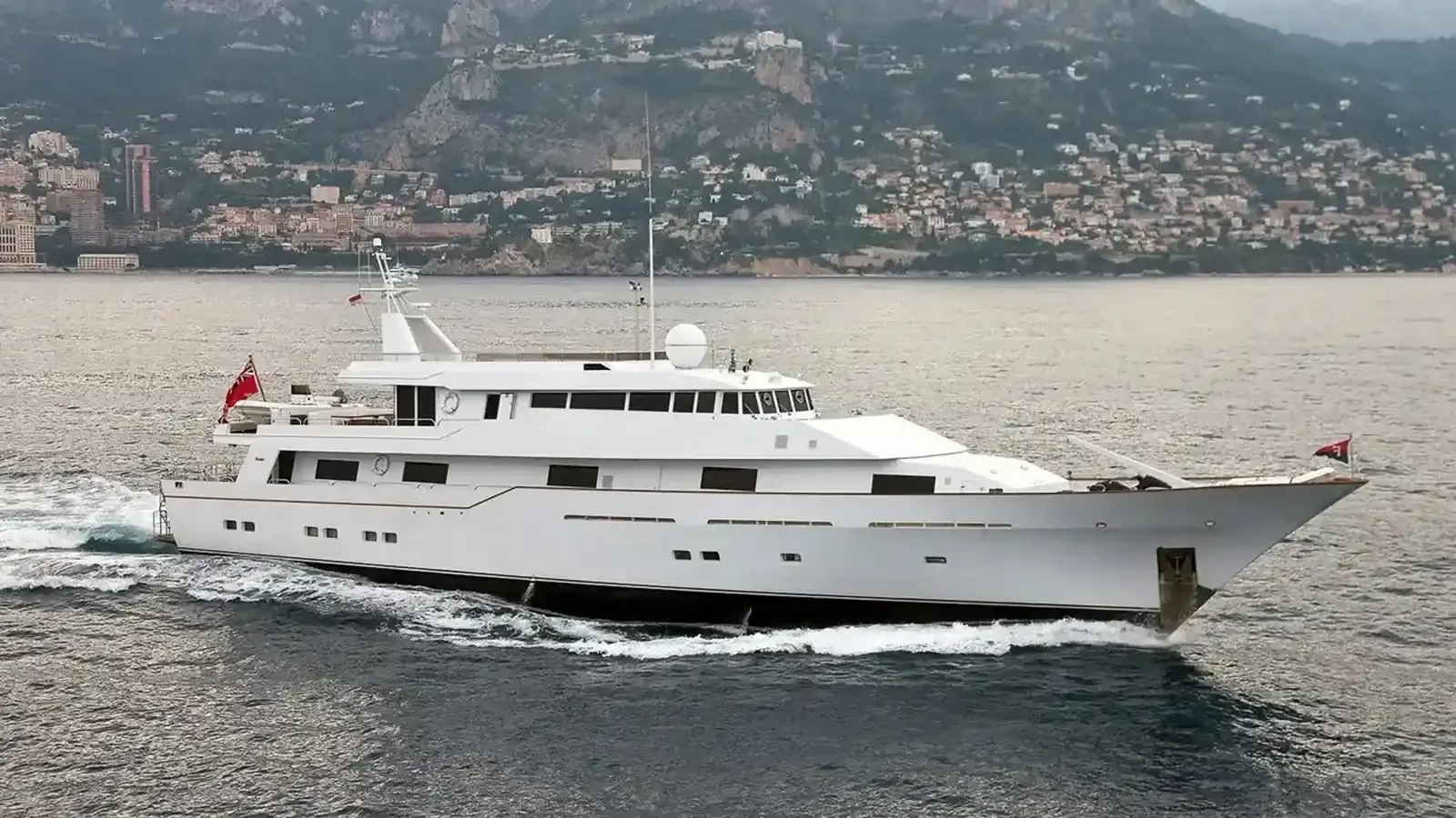 DNA yacht, a 150 ft Feadship luxury superyacht underway, 45.85 meters, built in 1981, 2016.
