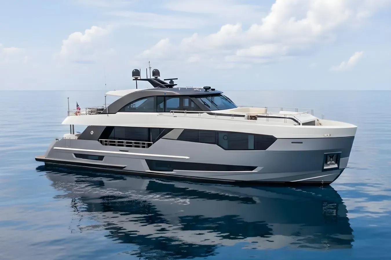 Dock Dock Goose yacht, a 90 ft Ocean Alexander luxury superyacht underway, 27.43 meters, built in 2021.