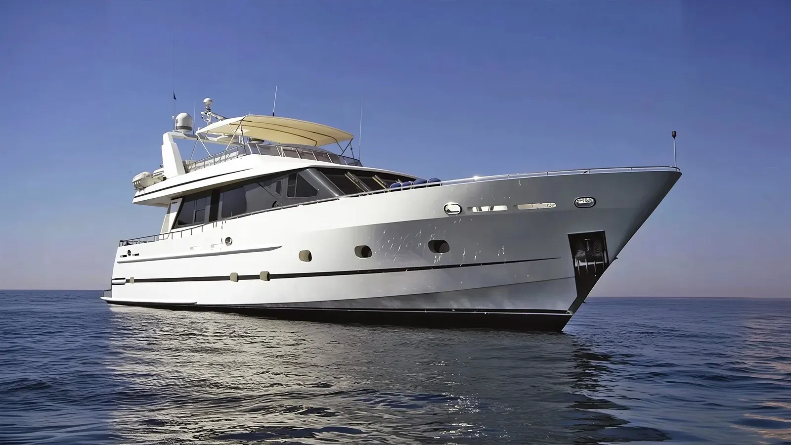 Doclea yacht, a 80 ft Oceanco luxury superyacht underway, 24.4 meters, built in 1995, 2003.
