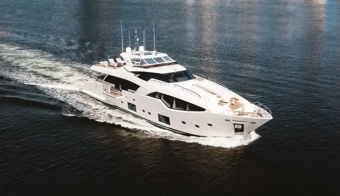 Dokinha V yacht, a 108 ft Custom Line luxury superyacht underway, 32.92 meters, built in 2016.