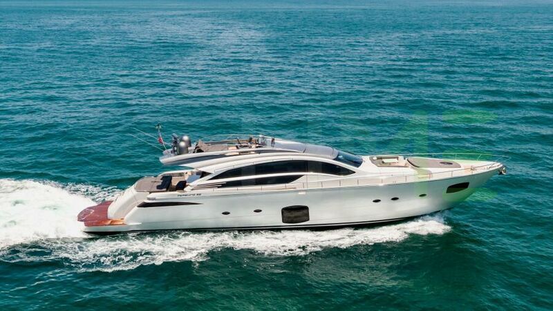 White Dolce Vita yacht - 83' (25m) Pershing offered by LIME Yachts and Brokerage of Ft Lauderdale, Florida.