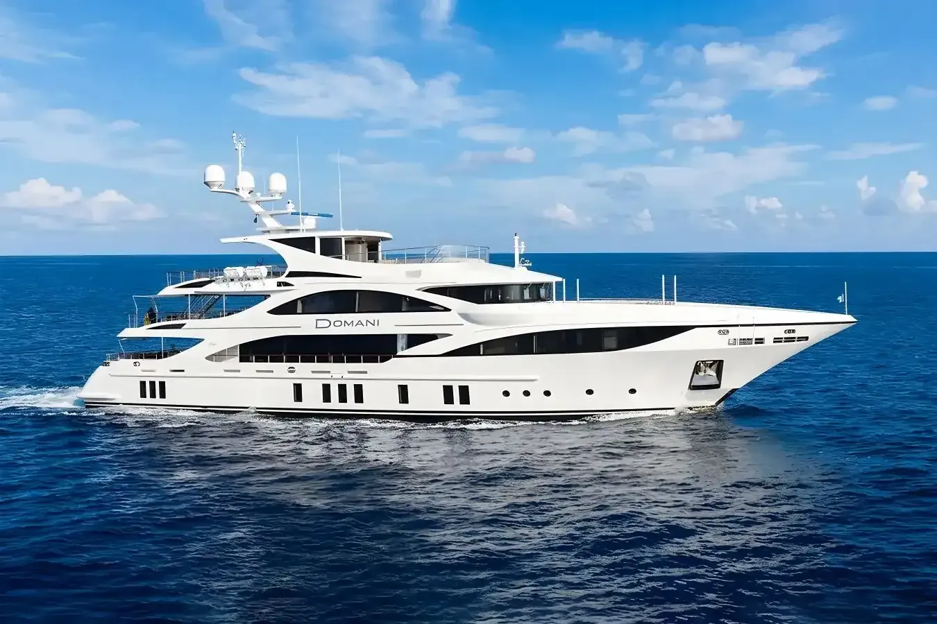 Domani yacht, a 147 ft Benetti luxury superyacht underway, 45 meters, built in 2016, 2022.