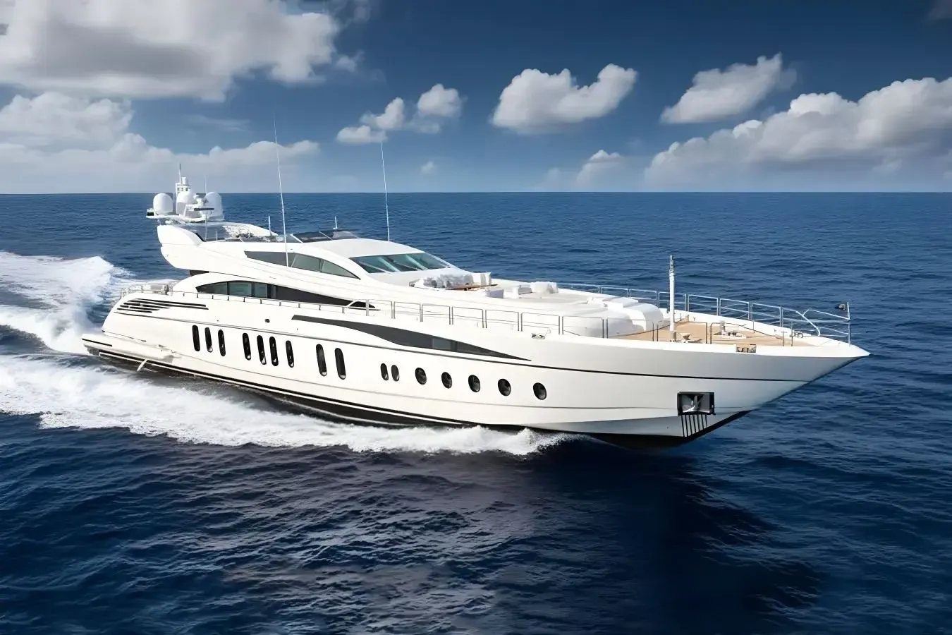 D'One D yacht, a 151 ft Leopard luxury superyacht underway, 46.2 meters, built in 2008, 2023.