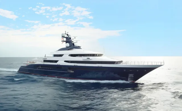 Draak yacht, a 304 ft Oceanco luxury superyacht underway, 92.8 meters, built in 2014, 2023.