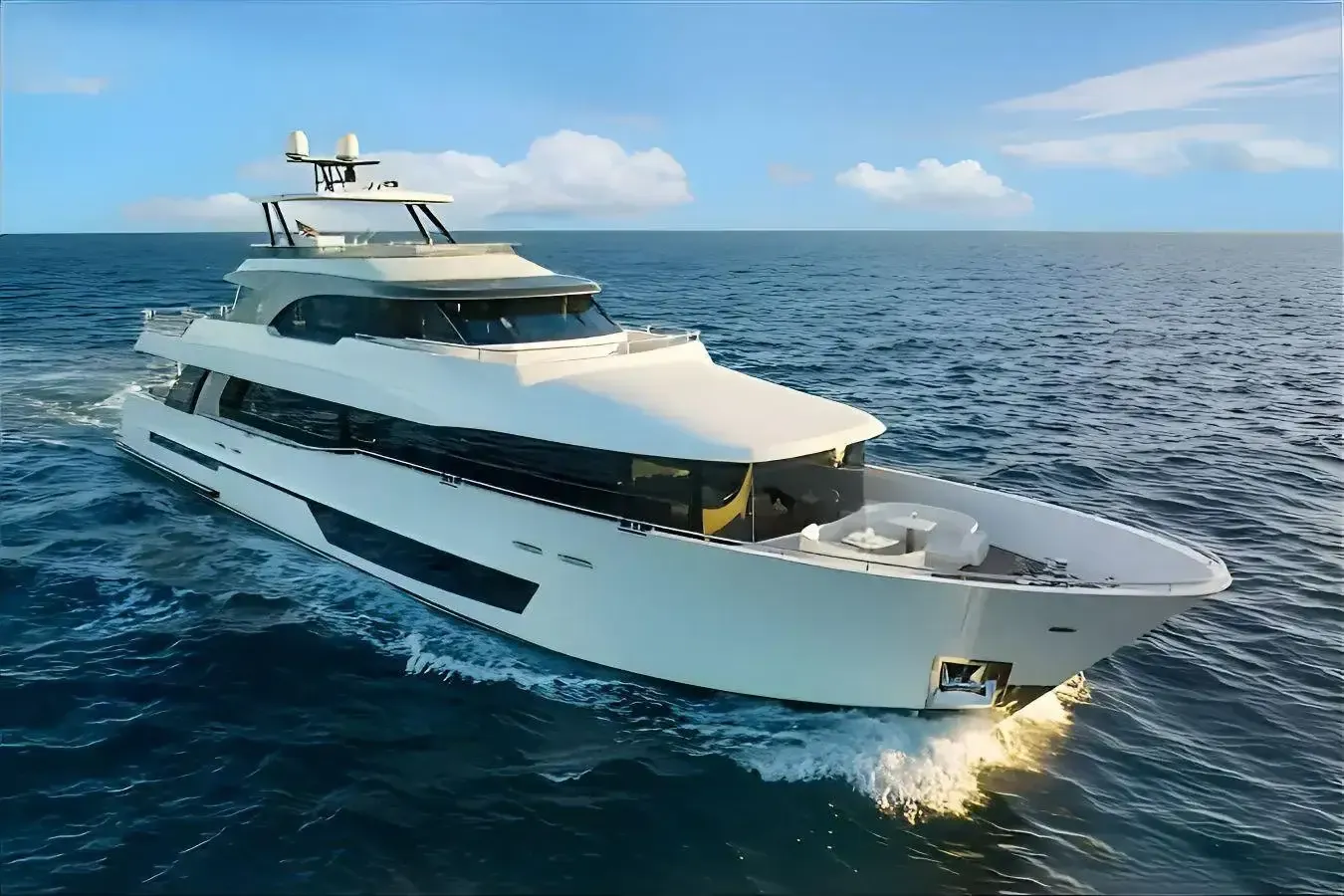 Dreams yacht, a 116 ft Ocean Alexander luxury superyacht underway, 35.5 meters, built in 2021.
