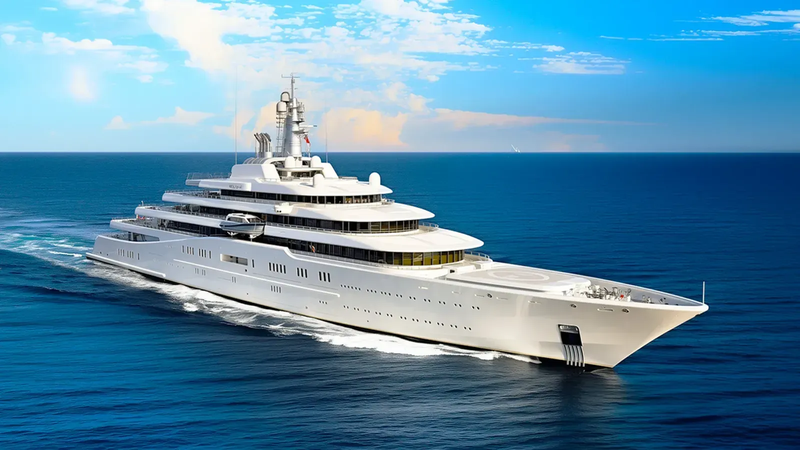 Eclipse yacht, a 533 ft Blohm & Voss luxury superyacht underway, 162.5 meters, built in 2010, 2015.