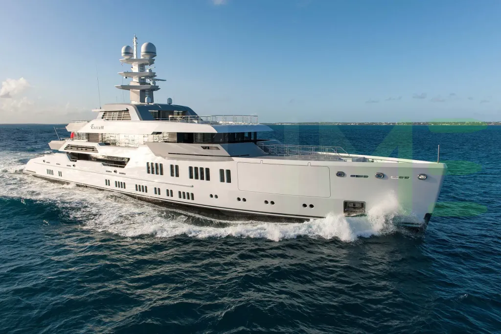 White Elysian yacht for sale and price, showing the details and features of the interior and exterior available for purchase from LIME Yachts and Brokerage located in Fort Lauderdale Florida.