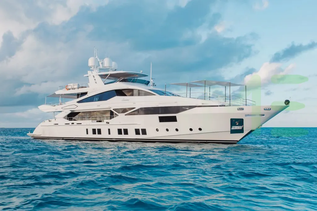 White Emina yacht for sale and price, showing the details and features of the interior and exterior available for purchase from LIME Yachts and Brokerage located in Fort Lauderdale Florida.