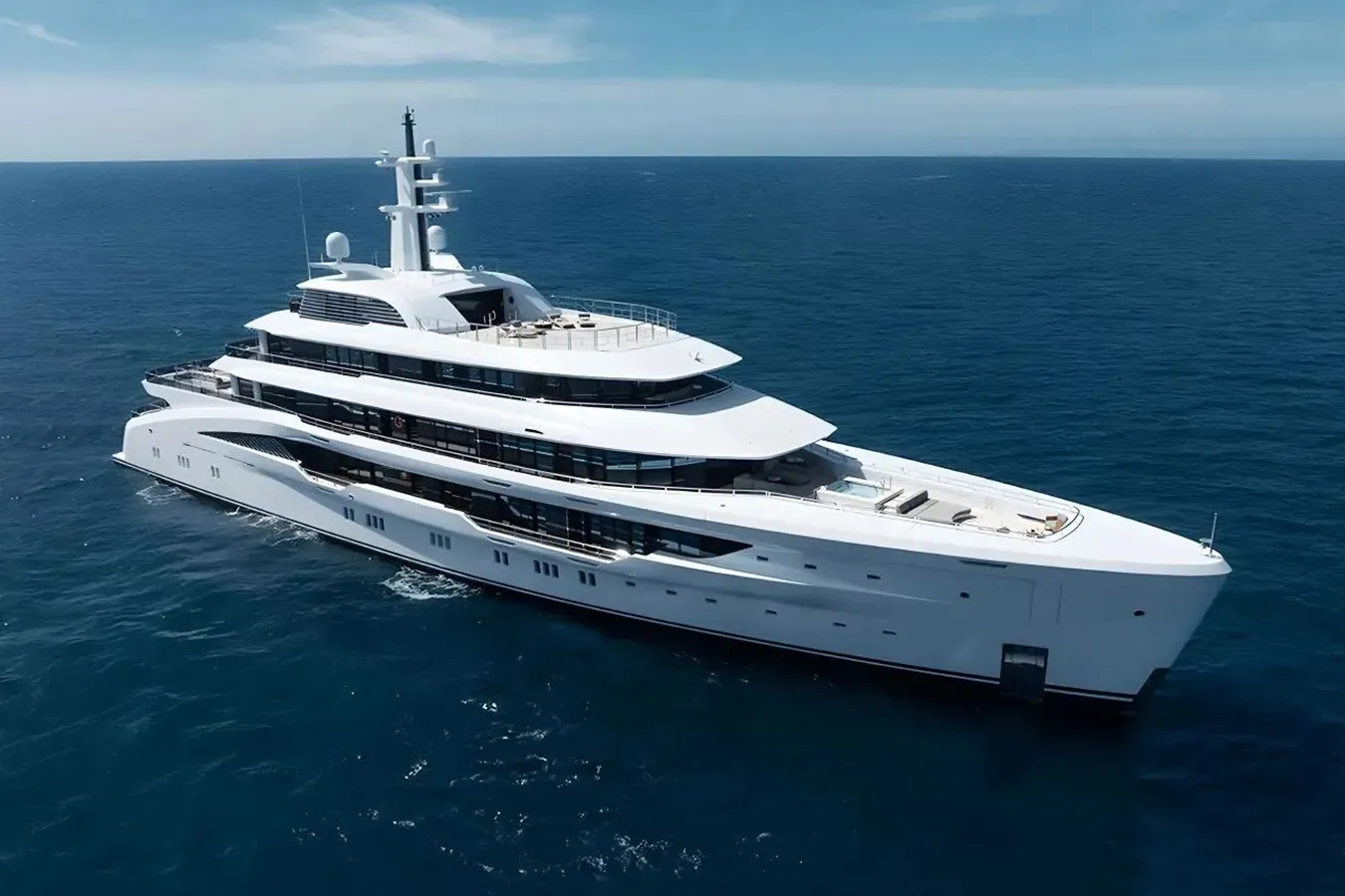 Energy yacht, a 255 ft Amels luxury superyacht underway, 77.8 meters, built in 2022.