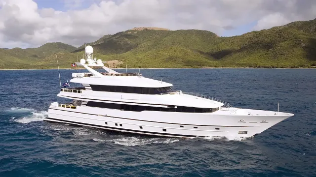 Envy yacht, a 134 ft Lürssen luxury superyacht underway, 40.92 meters, built in 1995, 2023.