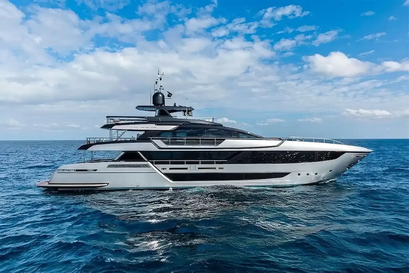 Euro yacht, a 131 ft Riva luxury superyacht underway, 40.08 meters, built in 2024.