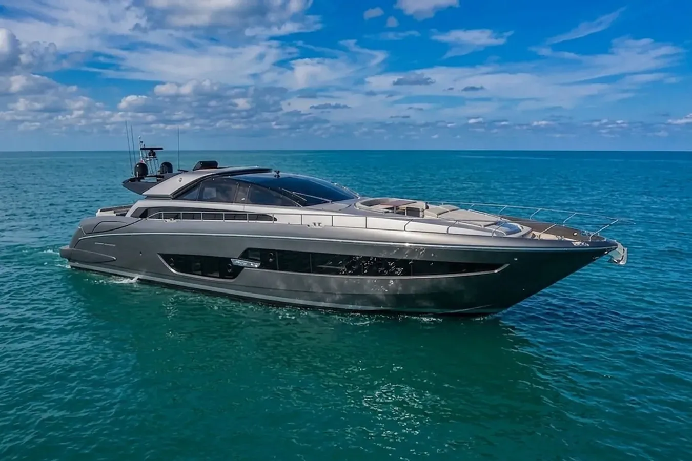 Evenflow yacht, a 88 ft Riva luxury superyacht underway, 26.84 meters, built in 2018.
