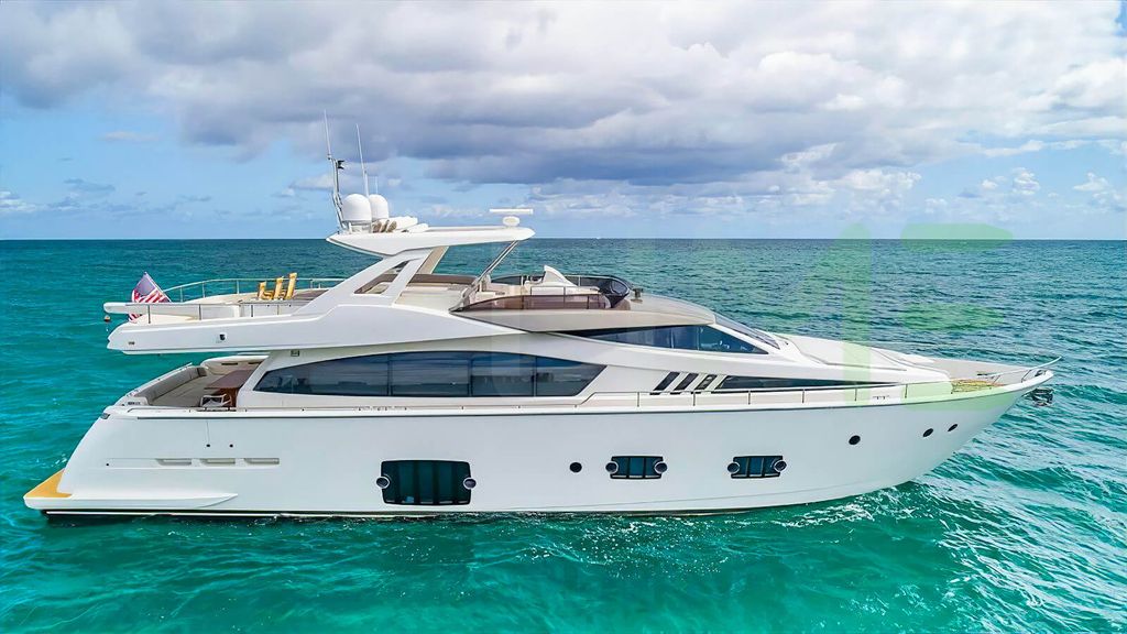 White Evolution yacht - 81' (24m) Ferretti offered by LIME Yachts and Brokerage of Ft Lauderdale, Florida.
