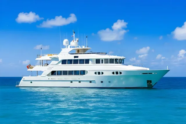 Excellence yacht, a 150 ft Richmond luxury superyacht underway, 45.72 meters, built in 2010, 2018.