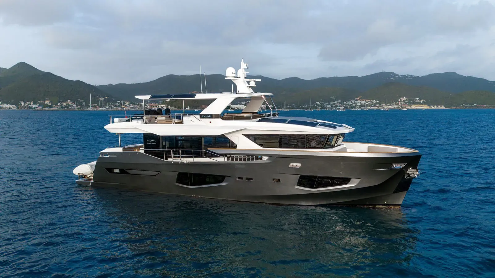 Exit Strategy yacht, a 85 ft Numarine luxury superyacht underway, 25.91 meters, built in 2023.