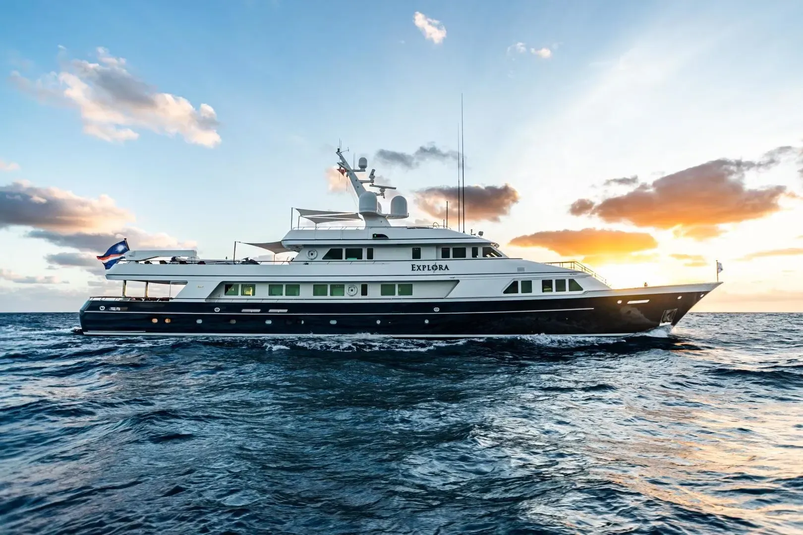 Explora yacht, a 153 ft Feadship luxury superyacht underway, 46.63 meters, built in 1985, 2017.