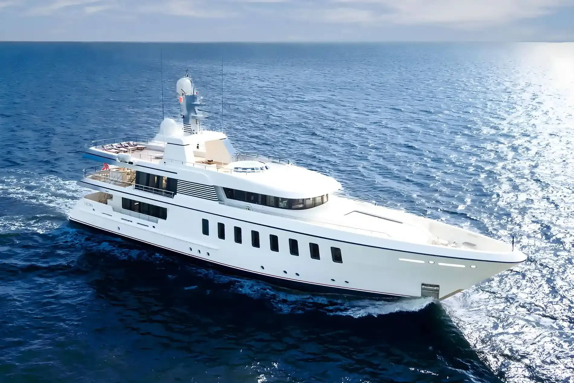 Familybilt yacht, a 146 ft Feadship luxury superyacht underway, 44.65 meters, built in 2013.