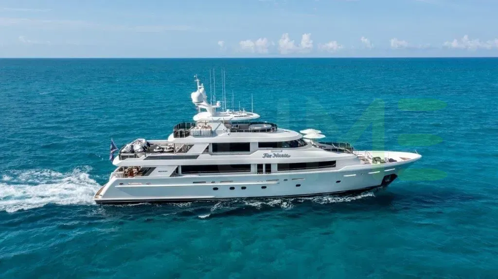 White Far Niente yacht for sale and price, showing the details and features of the interior and exterior available for purchase from LIME Yachts and Brokerage located in Fort Lauderdale Florida.