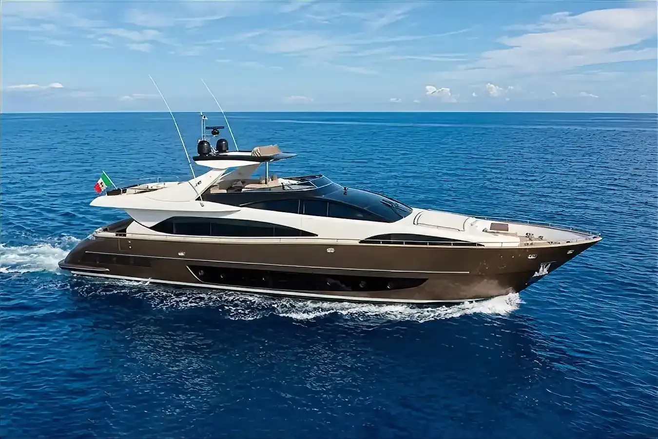 Fatsa yacht, a 92 ft Riva luxury superyacht underway, 28.23 meters, built in 2015.
