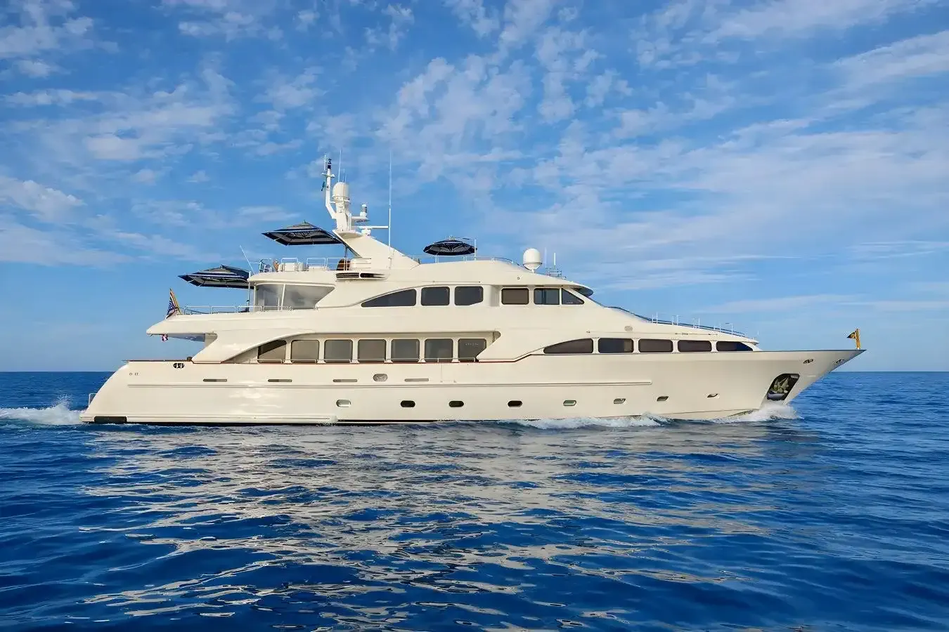 Felicita yacht, a 116 ft Benetti Yachts luxury superyacht underway, 35.35 meters, built in 2002, 2022.