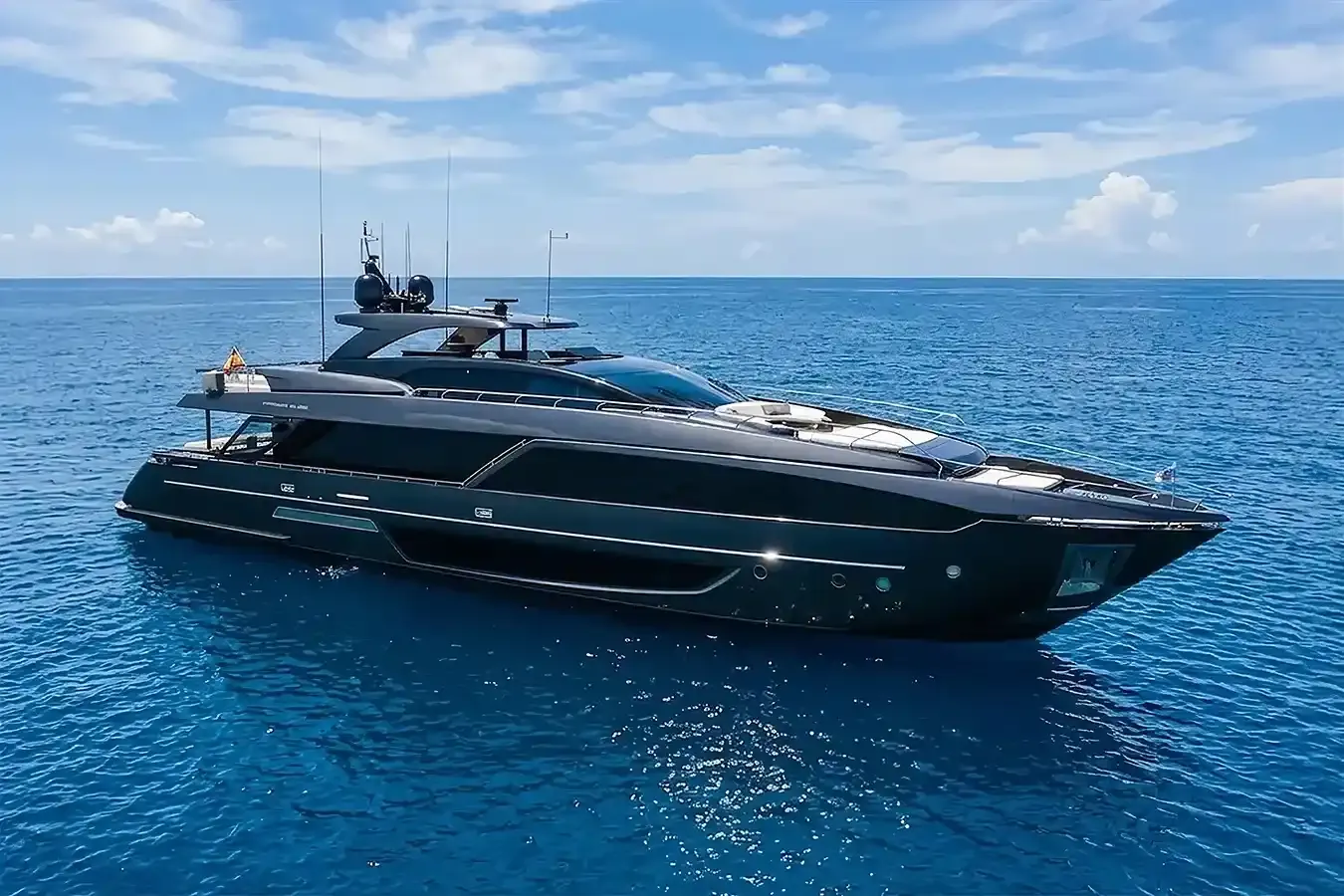 Five Palms yacht, a 110 ft Riva luxury superyacht underway, 33.53 meters, built in 2019, 2024.