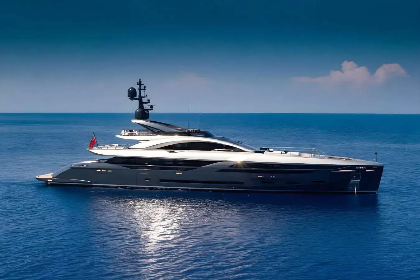 Flying Dagger yacht, a 163 ft Rossinavi luxury superyacht underway, 49.87 meters, built in 2018.