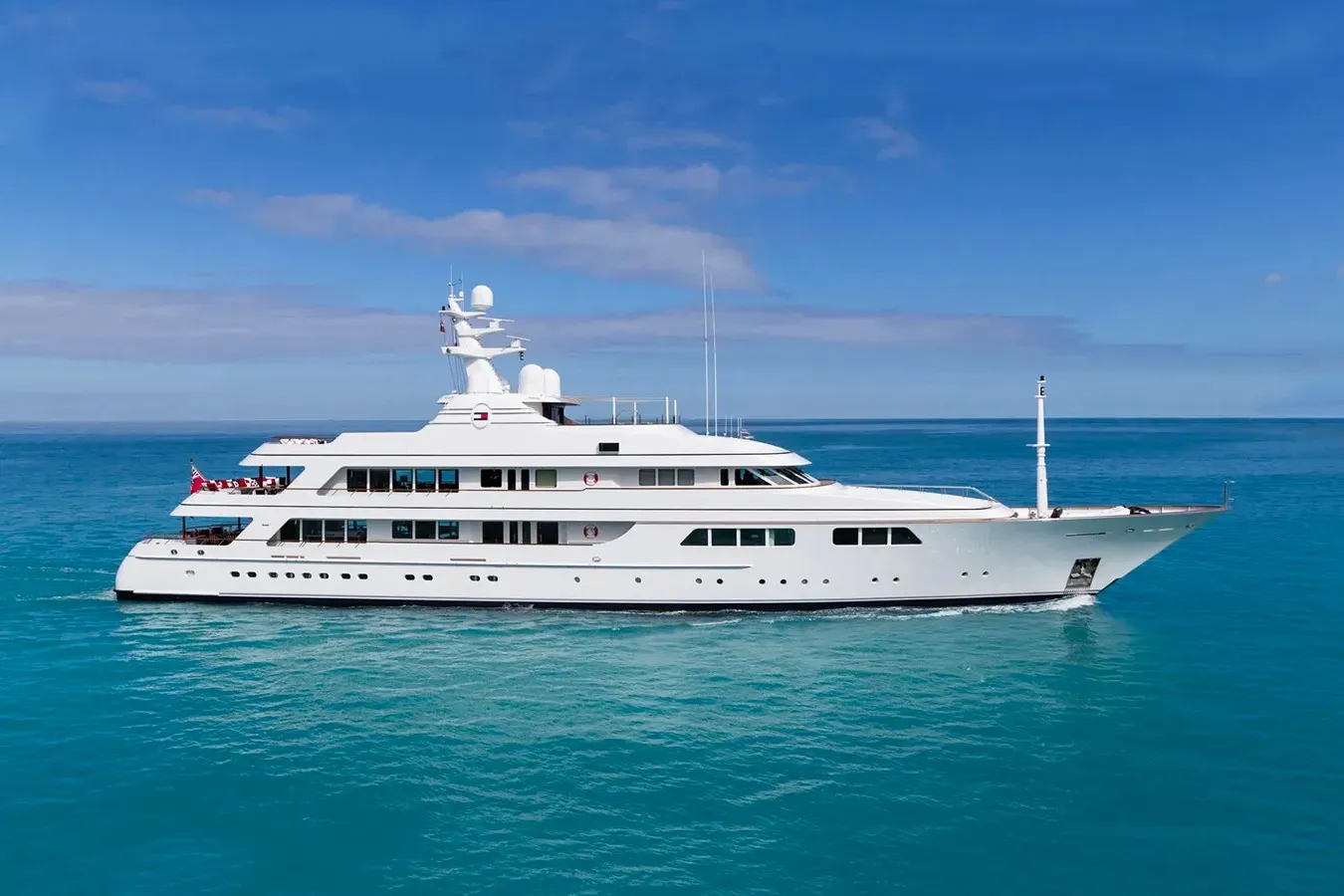 FOS yacht, a 204 ft Feadship luxury superyacht underway, 62.3 meters, built in 2000, 2022.