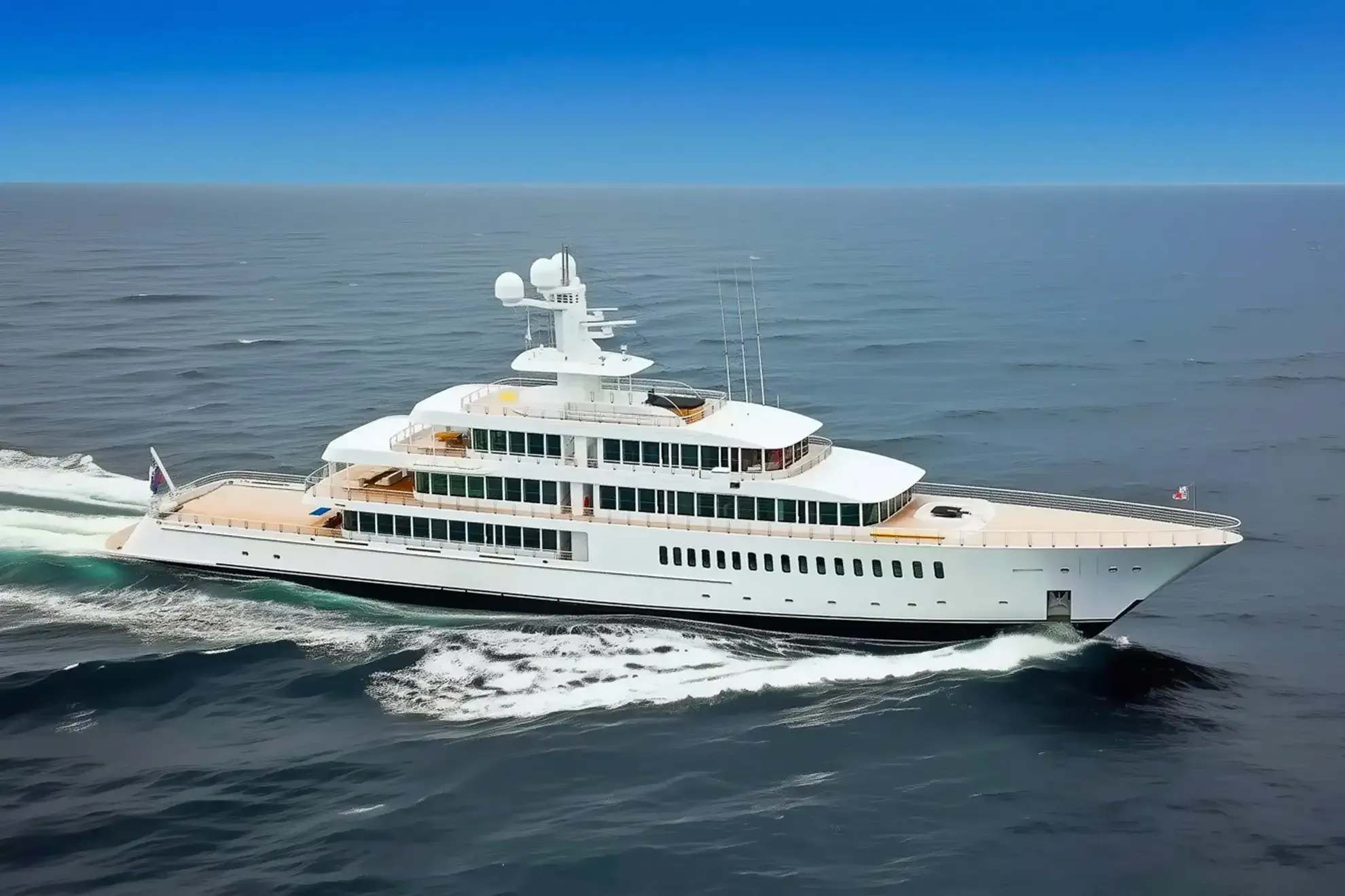Fountainhead yacht, a 288 ft Feadship luxury superyacht underway, 87.78 meters, built in 2011.