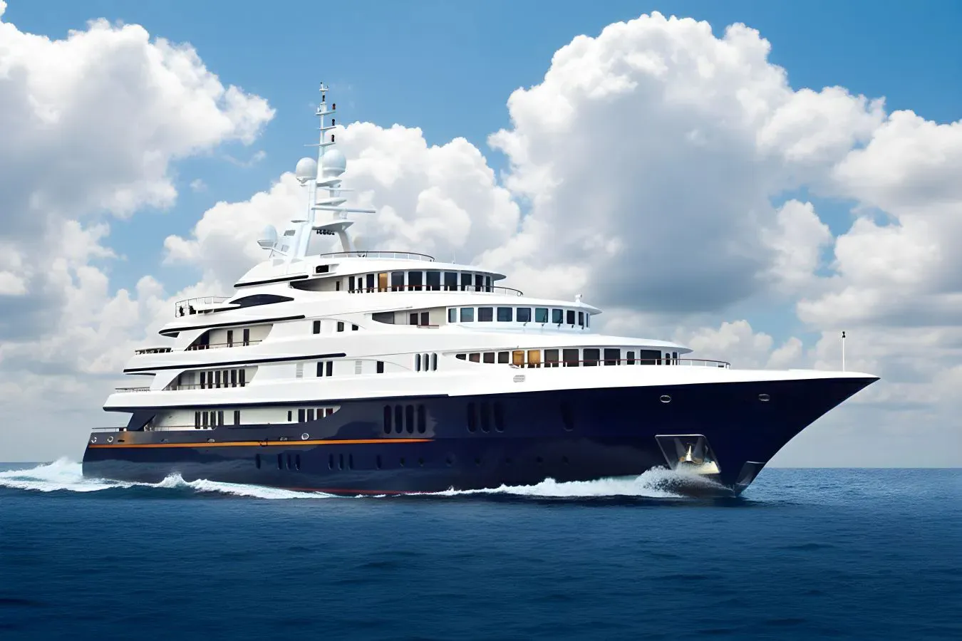 Freedom yacht, a 230 ft Benetti Yachts luxury superyacht underway, 70.1 meters, built in 1999, 2016.
