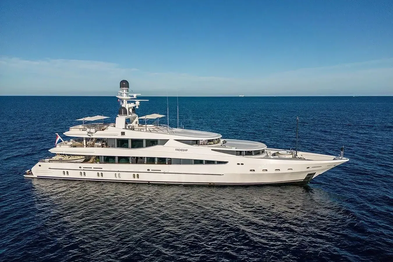 Friendship yacht, a 173 ft Oceanco luxury superyacht underway, 52.8 meters, built in 2000, 2024.