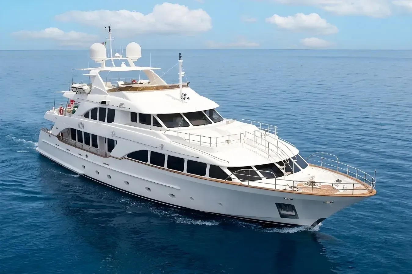 Frish yacht, a 120 ft Benetti Yachts luxury superyacht underway, 36.6 meters, built in 2007.