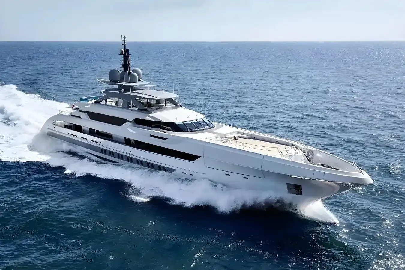 Gaja yacht, a 229 ft Heesen luxury superyacht underway, 70.07 meters, built in 2016.