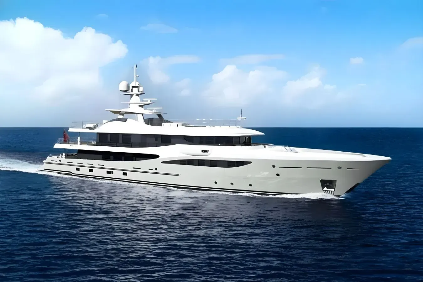 Galene yacht, a 180 ft Amels luxury superyacht underway, 55 meters, built in 2020.