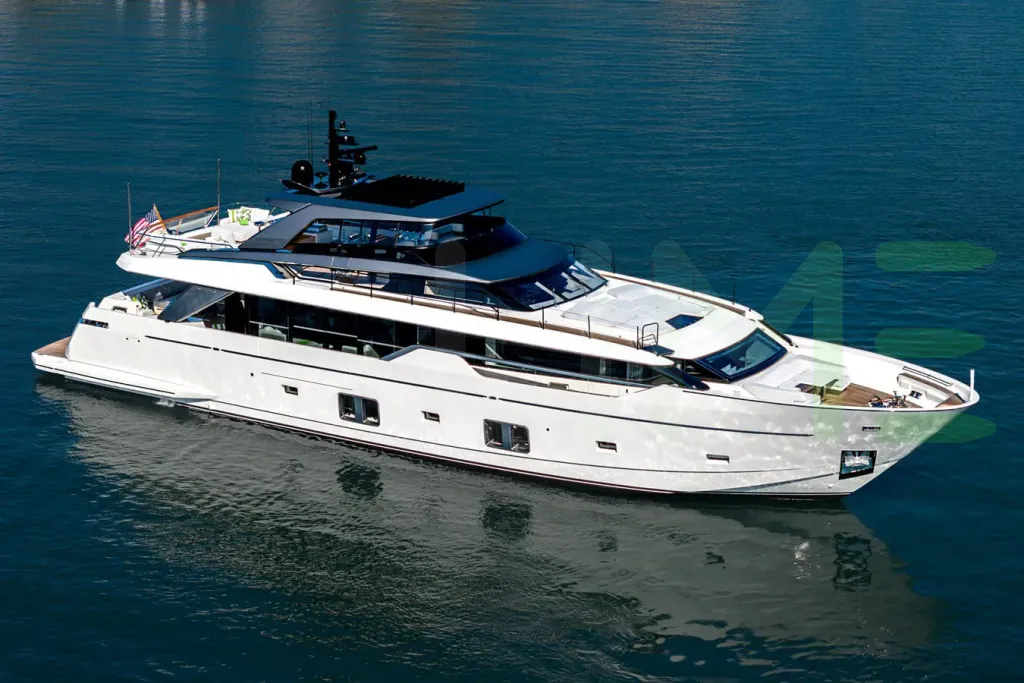 White Genoa yacht for sale and price, showing the details and features of the interior and exterior available for purchase from LIME Yachts and Brokerage located in Fort Lauderdale Florida.