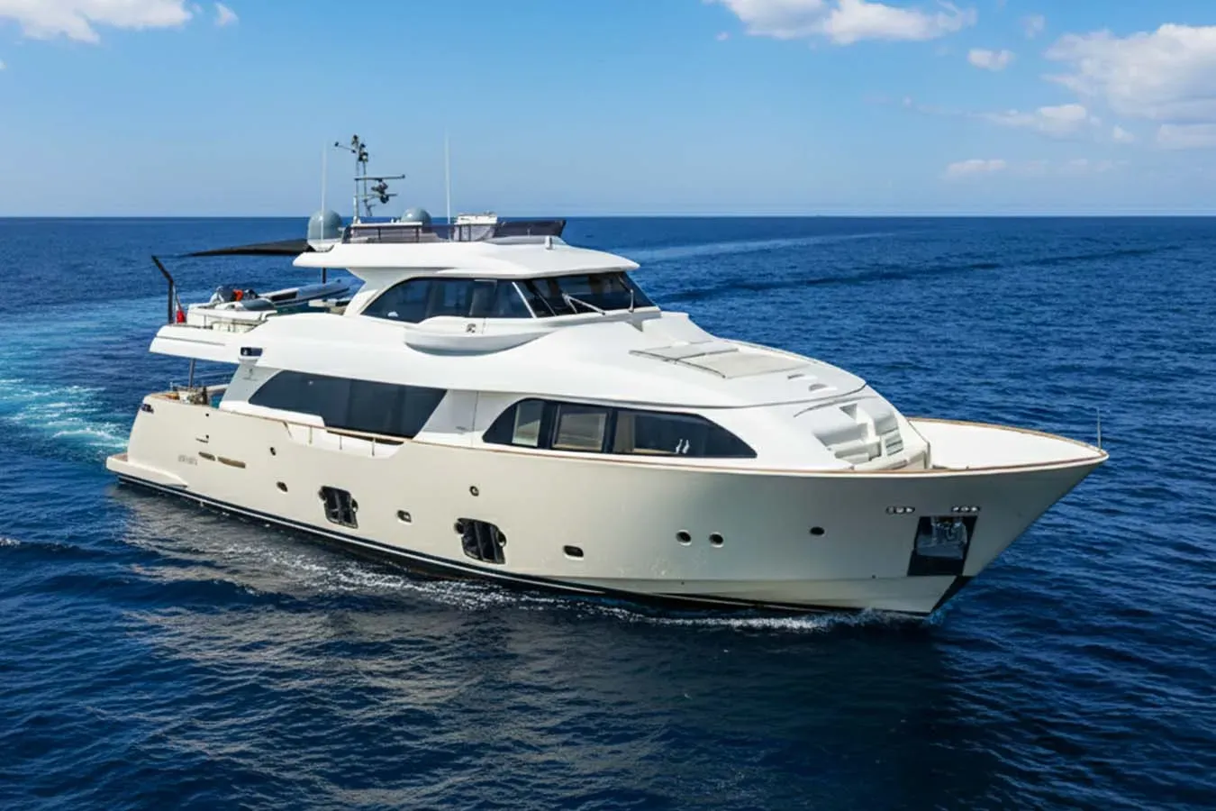 Giada yacht, a 86 ft Custom Line luxury superyacht underway, 26.22 meters, built in 2012.