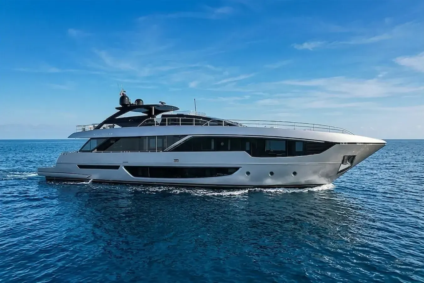GIO4 yacht, a 99 ft Riva luxury superyacht underway, 30.26 meters, built in 2022.