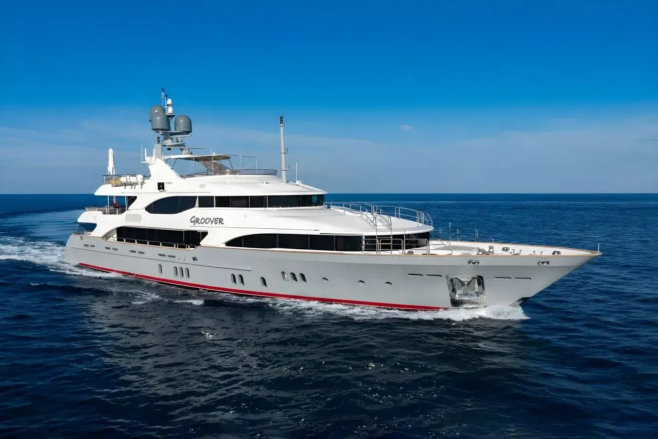 Groover yacht, a 145 ft Benetti Yachts luxury superyacht underway, 44.2 meters, built in 2009, 2024.