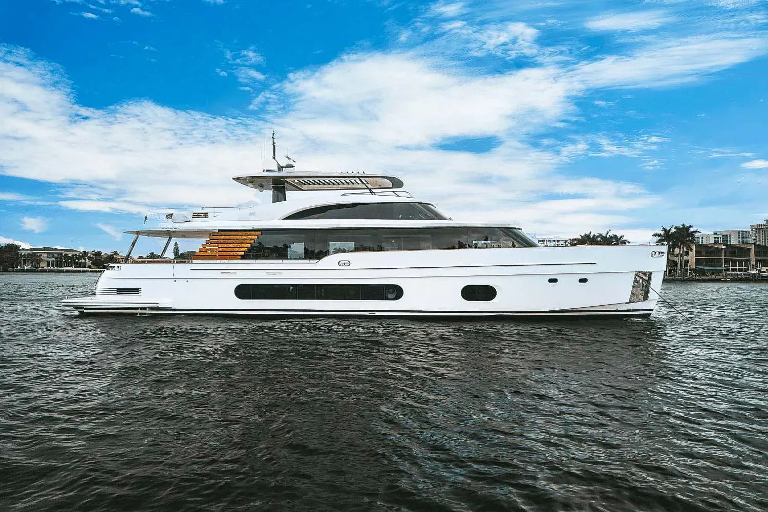 Gubatimes yacht, a 82 ft Azimut luxury superyacht underway, 25.2 meters, built in 2020.