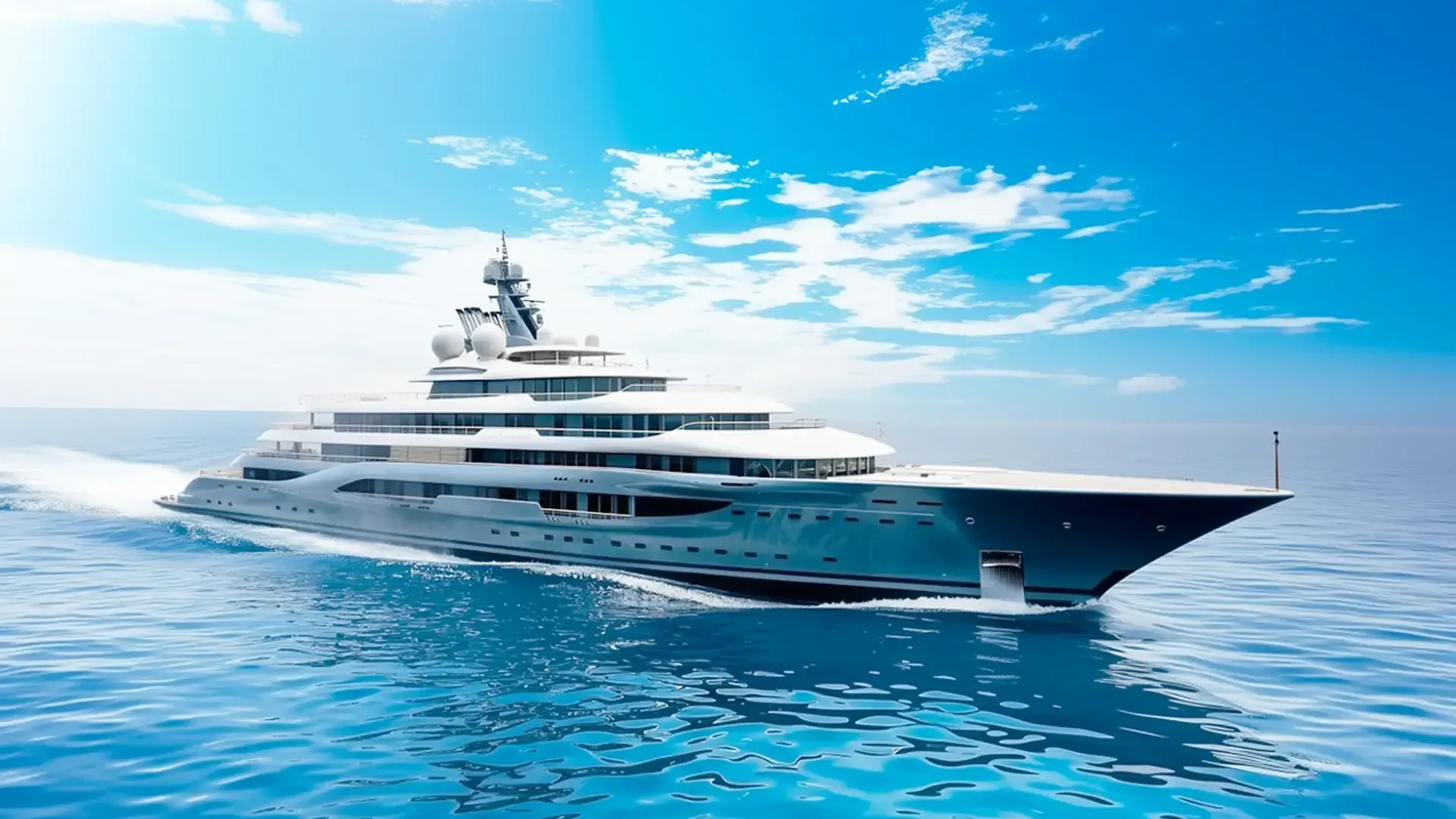 Hadar yacht, a 446 ft Lürssen luxury superyacht underway, 136 meters, built in 2019.