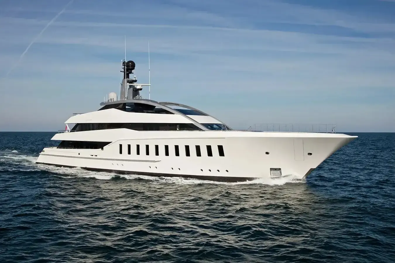 Halo yacht, a 188 ft Feadship luxury superyacht underway, 57.47 meters, built in 2015, 2021.