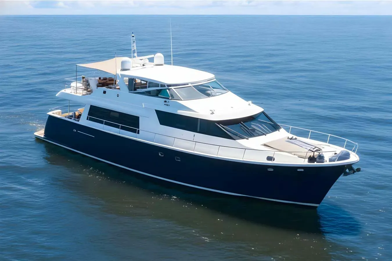 Harbor Lady yacht, a 85 ft Pacific Mariner luxury superyacht underway, 25.91 meters, built in 2004, 2014.
