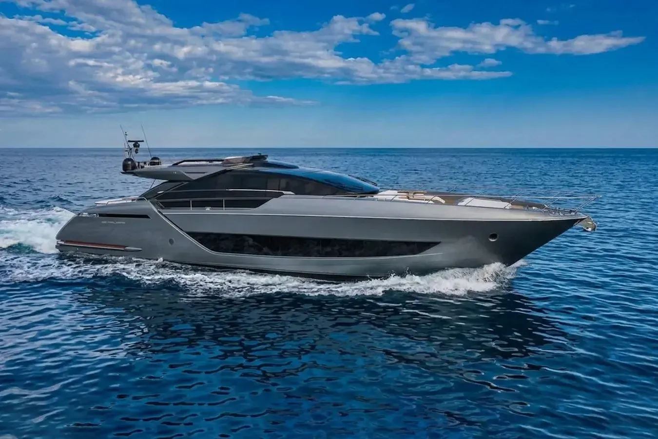 Hercules yacht, a 88 ft Riva luxury superyacht underway, 26.92 meters, built in 2023.