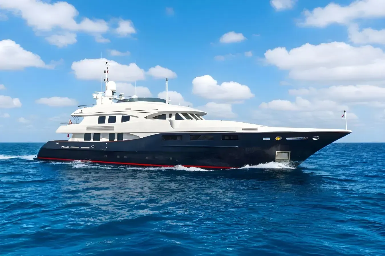 Holiday yacht, a 140 ft Maiora luxury superyacht underway, 42.95 meters, built in 2005, 2025.