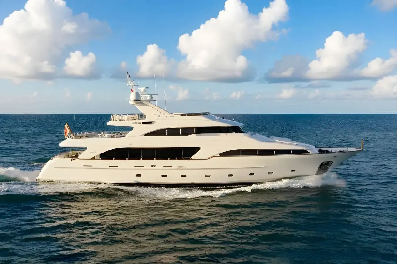 Hoshi yacht, a 115 ft Benetti luxury superyacht underway, 35.05 meters, built in 2000, 2015.