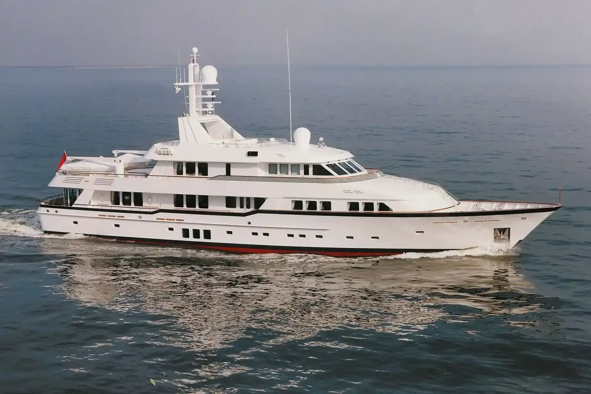 Hud Hud yacht, a 153 ft Feadship luxury superyacht underway, 46.9 meters, built in 1994.