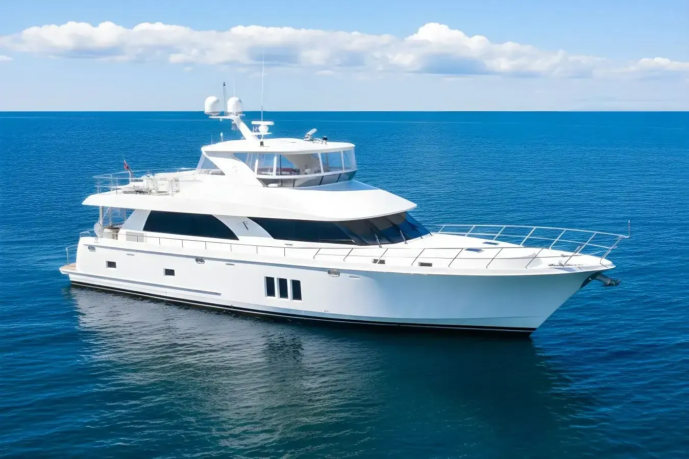 Hyak yacht, a 78 ft Ocean Alexander luxury superyacht underway, 23.77 meters, built in 2011.