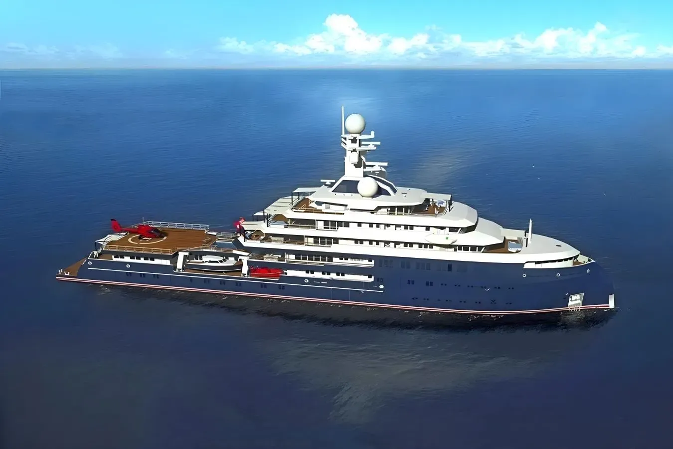 Icecap yacht, a 360 ft Lürssen luxury superyacht underway, 110 meters, built in 2026.