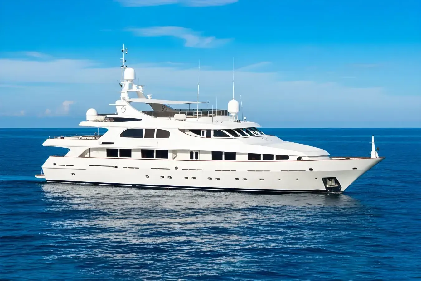 Il Sole yacht, a 147 ft Benetti Yachts luxury superyacht underway, 44.8 meters, built in 1994, 2019.